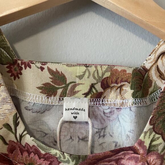 Handmade Children's Cotton Linen Green Multicolour Lace Square Neck Dress - Picture 3 of 12